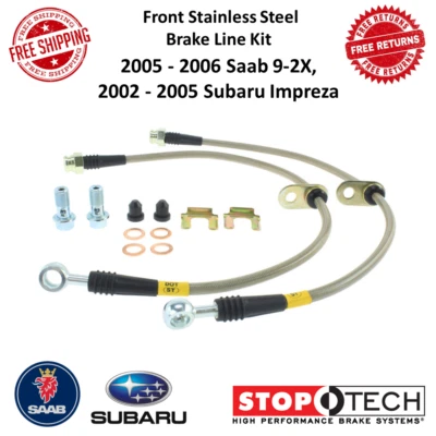 StopTech Front Steel Brake Line Kit For 05-06 Saab 9-2X & 02-05 Subaru Impreza - Image 1 of 4