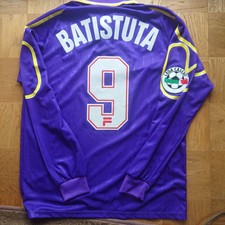 ACF Fiorentina 98/99 Long Sleeve Home Batistuta 9 Football Soccer Rare  Vintage