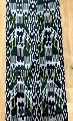 11 Yard HAND MADE UZBEK Natural SILK IKAT ADRAS FABRIC WIDE SIZE # 5718* - Image 1 of 3