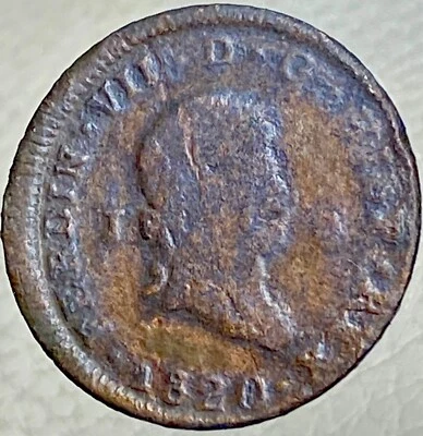 Large 1820 Spanish 8 Maravedis King Ferdinand VII Full Date Nice Details - Image 1 of 4