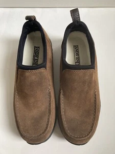 Lands End Shoes Women's 7 1/2 B Brown Suede Leather Loafers Slip On Moc Toe - Picture 1 of 5