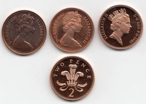 UK PROOF Zwei Pence Münzen 2p 1971 bis 1999 - Wählen Sie Ihr Jahr  - Bild 1 von 1
