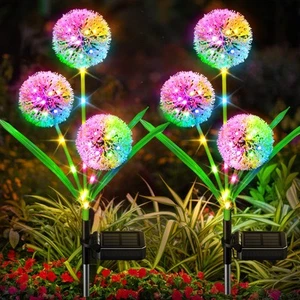Solar Lights Outdoor Garden Decor, 2 Pack Upgraded Solar Dandelion Garden Lig... - Picture 1 of 7