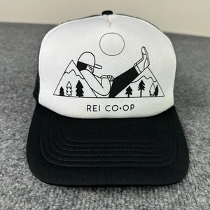 REI Co-Op Trucker Hat White Foam Snapback Mountain Logo Recreation Outdoors - Picture 1 of 10