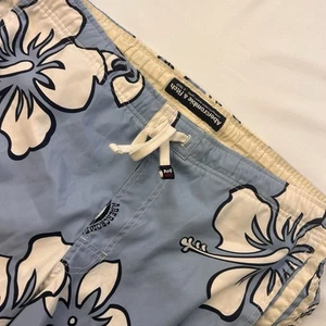 Abercrombie & Fitch Vintage Men Blue White Big Flowers Cargo Swim Trunks XL - Picture 1 of 9