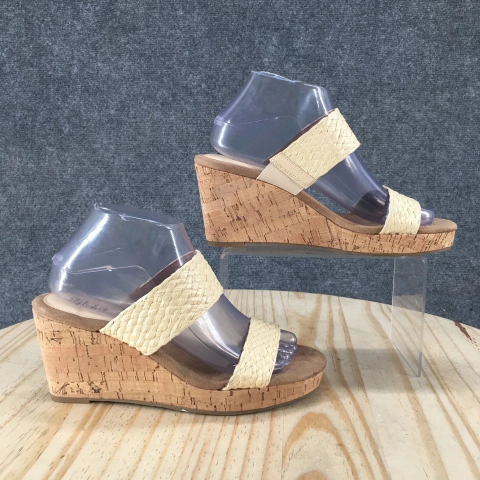 NUEVAS Sandalias Style & Co Para Mujer 7.5 M Daliaa Corcho Cuña Informales Sin Cordones Tobogán Beige Foto 1 de 4