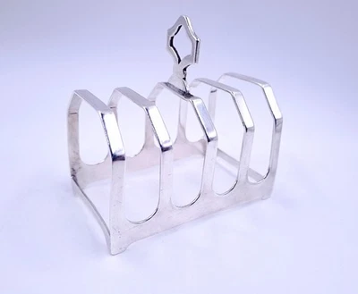 Estante para tostadas Sheffield 1932 E Viner de plata de ley de 4 rebanadas muy buen estado Foto 1 de 4