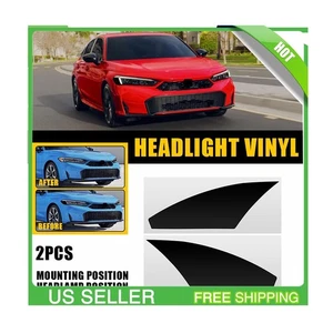 Black Headlight Side Marker Vinyl Overlay Tint Decals Fits 2022-2025 Honda Civic - Picture 1 of 9