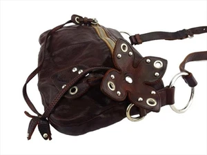 Bolso de Hombro MIU MIU Motivo Flor Marrón Plateado Cuero Para Mujer Usado - Imagen 1 de 10