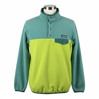 Pullover polar Patagonia Synchilla Snap-T bloque pequeño verde menta amarillo retro Foto 1 de 4