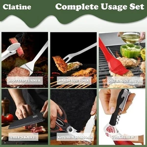Camp Utensil Set Kitchen Cooking BBQ Grill Tool Kit with Portable Organizer Bag - Picture 1 of 7