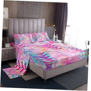 Baseball Sheet Set Softball Sports Game Bed Sheets Set Toddler Full Multi P03 - Picture 1 of 8