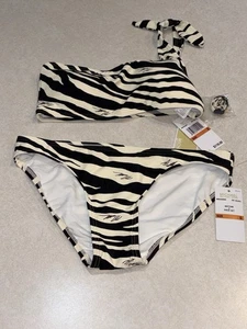 Michael Kors Zebra Bikini Set One Shoulder Top Animal Print Zebra Small NWT - Picture 1 of 5