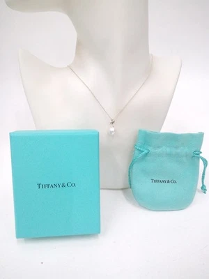 Tiffany and Co Silver Olive Leaf Pearl Necklace / Pendant Paloma Picasso Design - image 1 of 4
