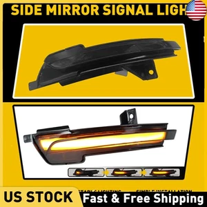 Smoke Sequential Amber LED Side Mirror Signal Lights For 2015-2022 Ford Mustang - Picture 1 of 14