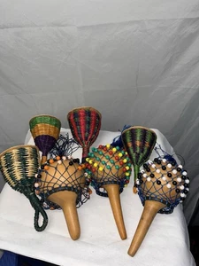 Multicolor Perlen Kürbis Shaker und Caxixi afrikanisches traditionelles Musikinstrument - Bild 1 von 3