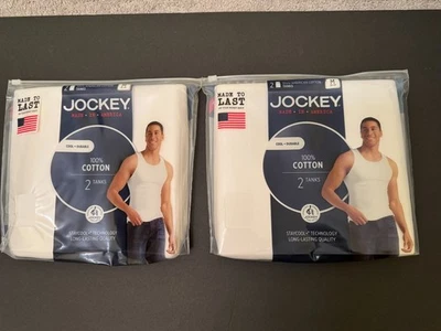 NWT 4 Tanks - 2x Jockey Cotton 2 Pack Men White Tanks M   FREE SHIPPING - Image 1 of 3