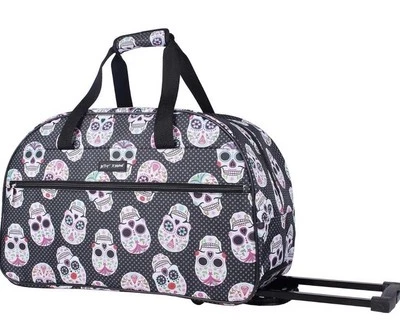 Bolsa de mano Betsey Johnson Skull Party Lrg Travel Weekender Rolling Duffle nueva con etiquetas Foto 1 de 4