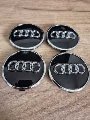 d'origine 4x Centre de roue Audi 60mm Cache moyeu de jantes Enjoliveur Centraux - Photo 1/2