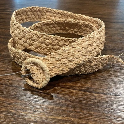 J.Crew Factory Women's Sz M/L Woven Straw Belt Natural Tan BI440 - Image 1 of 4