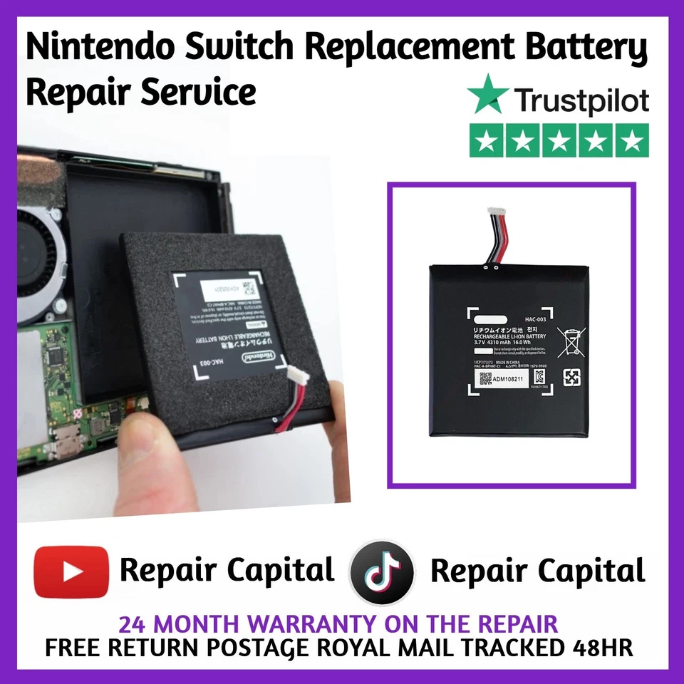 Nintendo Switch Replacement Battery Repair Service UK SAMEDAY REPAIR - Image 1 of 1