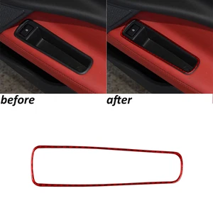 Moldura de cerradura de manija de puerta interior de fibra de carbono roja para Jaguar XE X760 XF F-Pace - Imagen 1 de 14