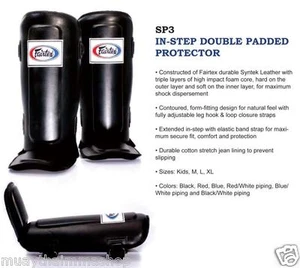 Fairtex Shin Pads InStep Double Pad Protector BEST MMA EQUIPMENT COLOR BLACK SP3 - Picture 1 of 4