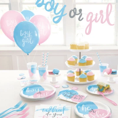 UNIQUE PARTY Baby Shower Gender Reveal Party Tableware Decoration Unisex Boy Girl Tableware
