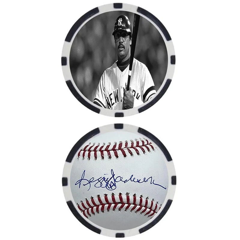 Ficha de póker de leyendas de béisbol firmada por Reggie Jackson Foto 1 de 2