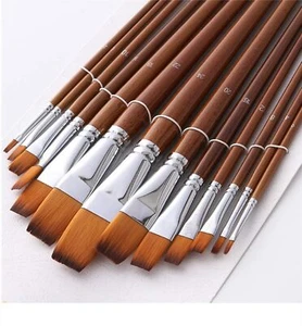 Paint Brushes Nylon Hair 13pcs Flat Head Long Handle Acrylic Paint Brush Set ... - Picture 1 of 7
