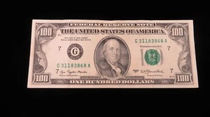 Vintage 1977 One Hundred Dollar ($100) Federal Reserve Note Lot#2296 - Picture 1 of 2