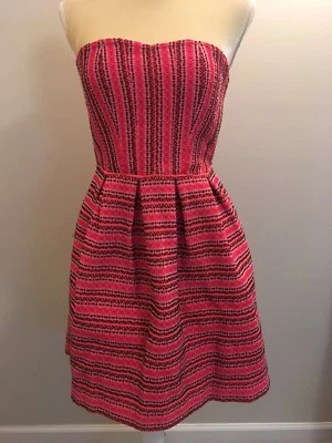 Anna Be Pink Striped Pattern Strapless Off shoulder Dress Size Small S** - Image 1 of 4