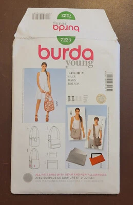 Burda-7223 Unisex Shoulder Bags Sewing Pattern  Uncut - Image 1 of 3