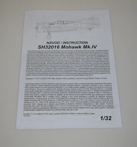 SPECIAL HOBBY MOHAWK MkIV SH32016 ⭐PARTS⭐ INSTRUCTION BOOKLET 1/32 - Picture 1 of 3