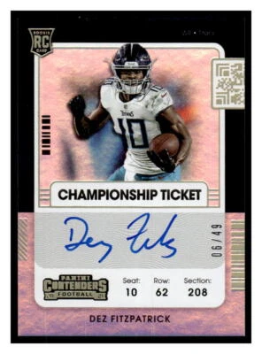 2021 Panini Contenders #130 Dez Fitzpatrick Championship Ticket #/49 - Image 1 of 2