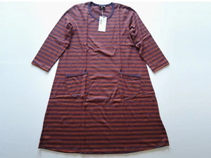 【NUEVO】 Vestido Marimekko TASARAITA TIIA talla (S) marrón x azul marino マリメッコ ワンピース - Imagen 1 de 10