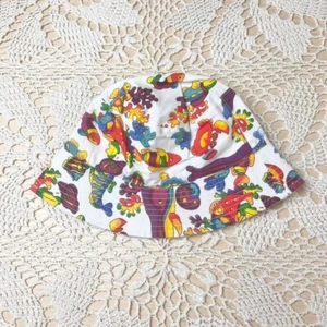 Vintage 1990s Kids 2-4 Years Tropical Fish Print Bucket Sun Hat - Picture 1 of 2
