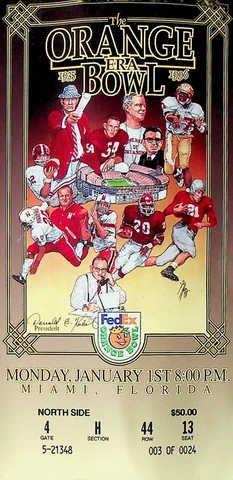 Orange Bowl Era Ticket Stub - Florida St. vs. Notre Dame - Jan 1, 1996 Cover