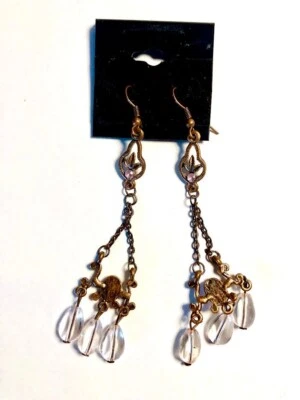 Pendientes colgantes de topacio místico arco iris rellenos de oro amarillo de 18 quilates para mujer Foto 1 de 3