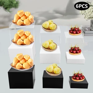 6 Pack Acrylic Cube Display Stands, Food Risers for Buffet Table, Nesting - Picture 1 of 60