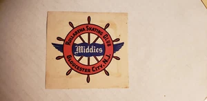 Vintage ~ Middies Rollarena Skating Club ~ Versand Rad Rollschuh Etikett - Bild 1 von 3