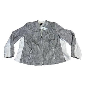 Lane Bryant Textured Zip Jacket Blazer Women Size 26 Black White Lined Zip $89 - Picture 1 of 8
