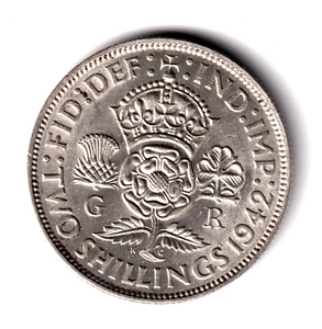 REINO UNIDO 2 Shillings plata 1942 Rey Jorge VI - Two shillings silver - Imagen 1 de 2