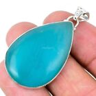 Natural Amazonite Gemstone Pendant 925 Sterling Silver Indian Jewelry For Women