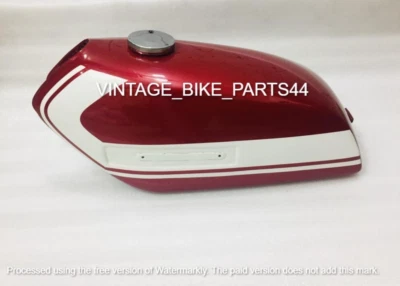 Suzuki TS125cc 1972 - 1974 Red Painted Steel Fuel Petrol Tank with Cap - Image 1 of 4