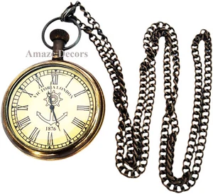 Vintage Antique Brass Clock Victorian Pocket Watch Collectible & Nautical Gift - Picture 1 of 5