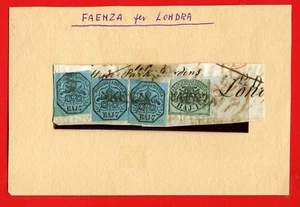ESTADOS PAPALES baj.7 x 3 + baj.1 parte de portada de FAENZA a LONDRES (219-15) - Imagen 1 de 1