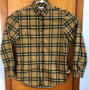 Zara Man Plaid Button Up Shirt Men Size Large Regular Fit Yellow  Long Sleeve - Picture 1 of 8