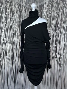 MUGLER X H&M Gathered One Shoulder BODY CON MINI DRESS Medium M In hand - Picture 1 of 8