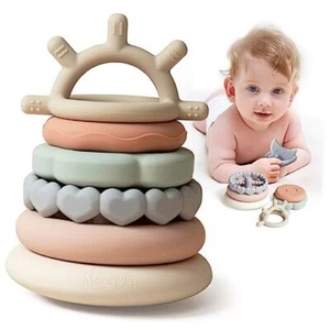 Stacks of Circles Soft Teething Toy | Educational Learning Baby Toy | - Picture 1 of 7